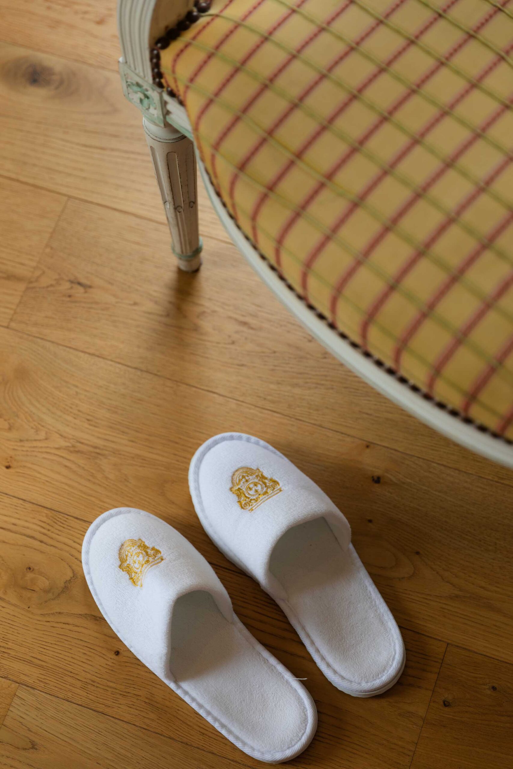 Room slippers at Domaine Les Hauts De Loire, Loire Valley