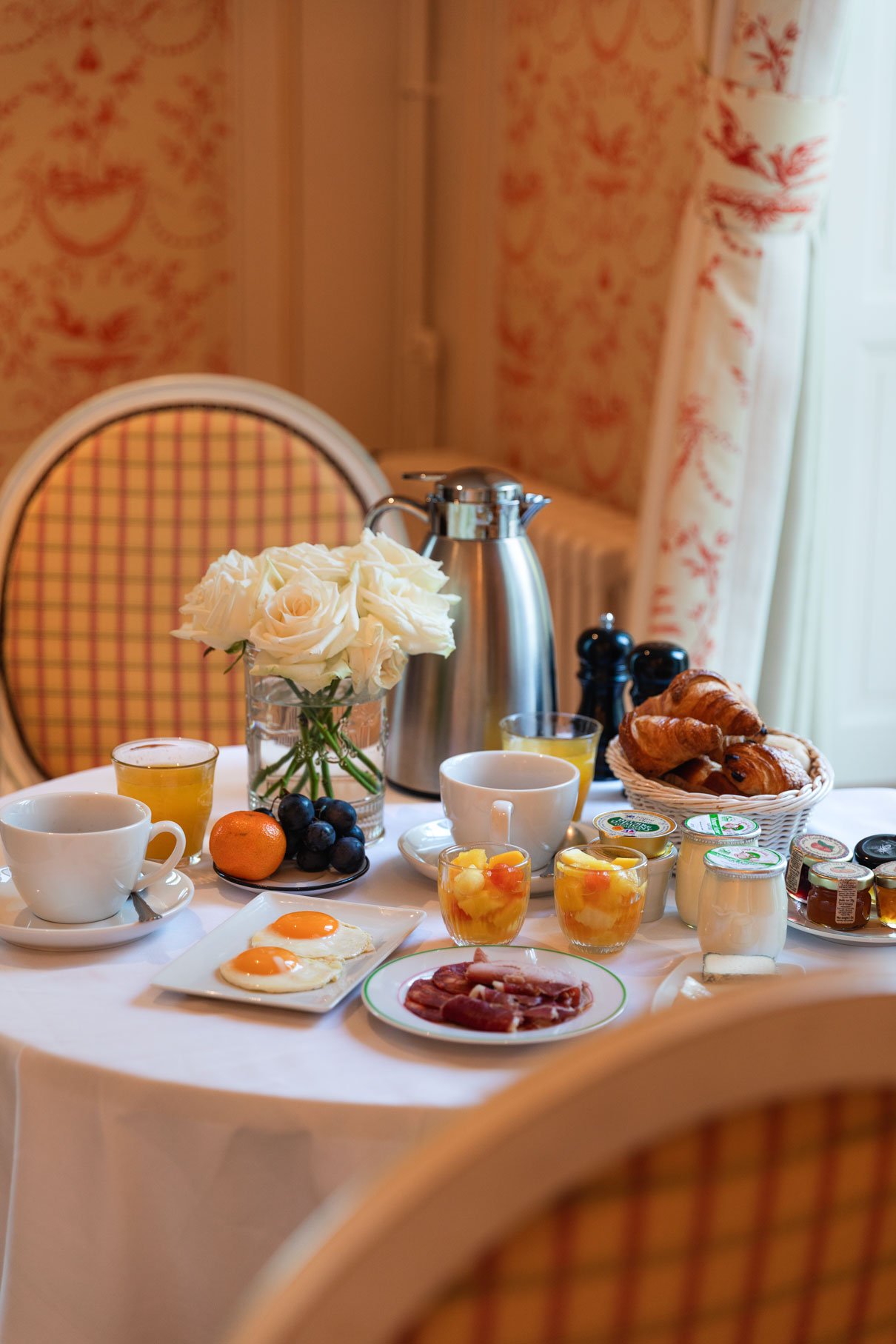 Breakfast in the room at Domaine Les Hauts De Loire, Loire Valley